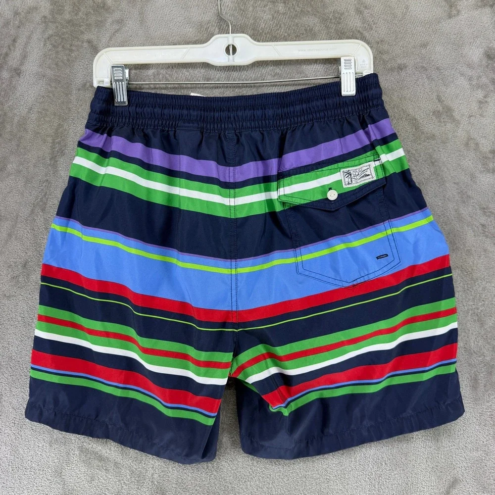 Polo Ralph Lauren Swim Trunks Mens M Striped Multicolor Pony Logo EUC